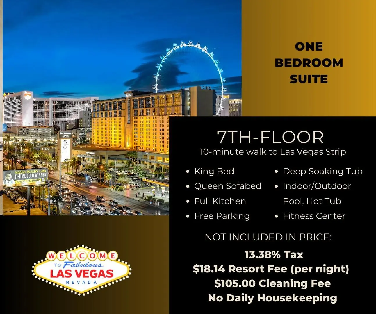 Ultimate Las Vegas Getaway One Bedroom Suite With Balcony, Kitchen, Gym, Pool & Free Parking Aparthotel